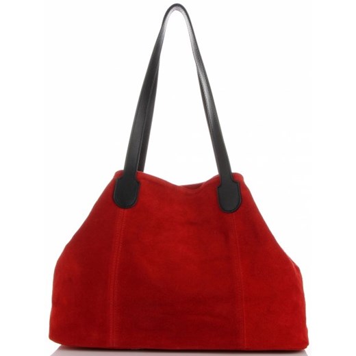 Shopper bag Vittoria Gotti na ramię czerwona zamszowa 