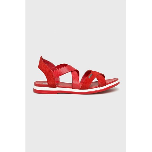 Big Star sandały damskie czerwone na lato płaskie bez obcasa bez wzorów skórzane 