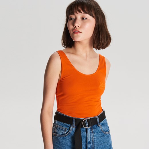 Bluzka damska pomarańczowy Cropp casual 