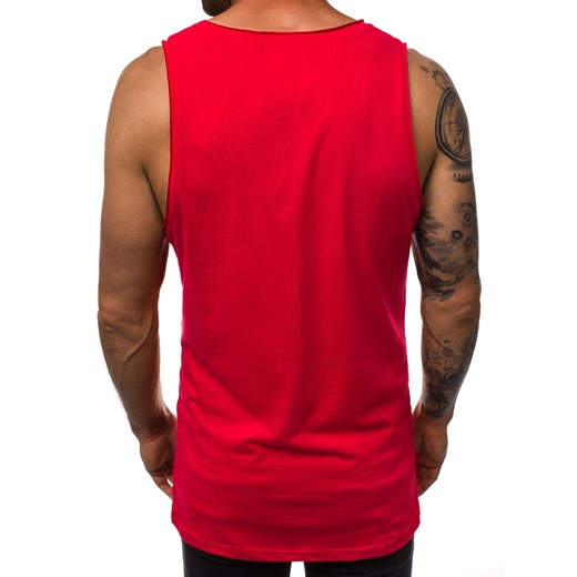 Ozonee t-shirt męski bawełniany czerwony bez rękawów 