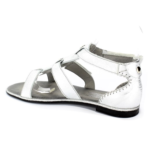 Sandały damskie Lemar srebrne bez wzorów letnie płaskie bez obcasa z tworzywa sztucznego 