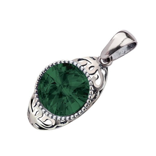 Wisiorek srebrny oksydowany Swarovski Elements W 2067 : Kolor - Emerald Polcarat Design   