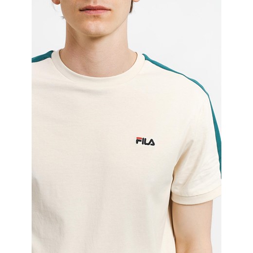 T-shirt męski beżowy Fila z napisem z krótkim rękawem 
