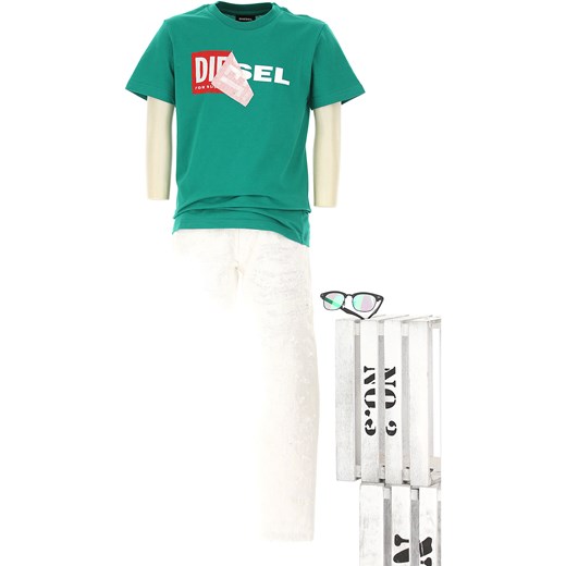 Diesel Koszulka Dziecięca dla Chłopców, zielony, Bawełna, 2019, 10Y 12Y 14Y 16Y 4Y 6Y 8Y  Diesel 12Y RAFFAELLO NETWORK