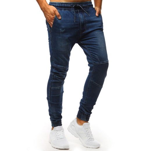 Spodnie joggery jeansowe męskie niebieskie (ux1361)