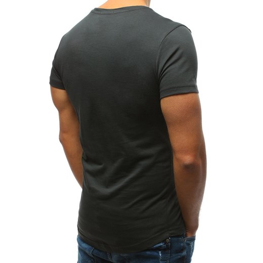 T-shirt męski czarny Dstreet bez wzorów z krótkimi rękawami 