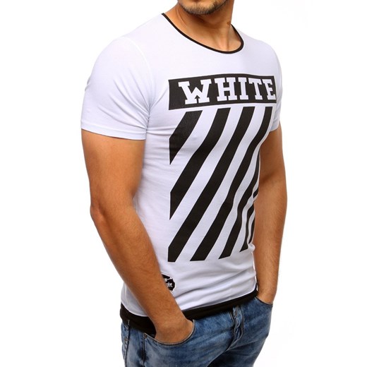 T-shirt męski z nadrukiem biały (rx2174)