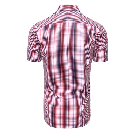 Granatowo-czerwona koszula męska w kratę (kx0847)