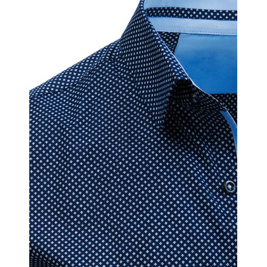 Koszula męska elegancka we wzory granatowa (dx1507)