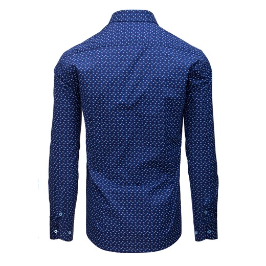 Koszula męska elegancka we wzory niebieska (dx1522)