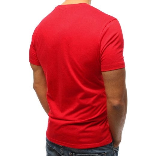 T-shirt męski Dstreet z krótkimi rękawami czerwony gładki jesienny 