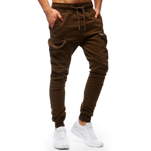 Spodnie męskie joggery brązowe (ux1249)