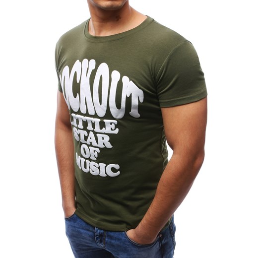 T-shirt męski z nadrukiem zielony RX2684