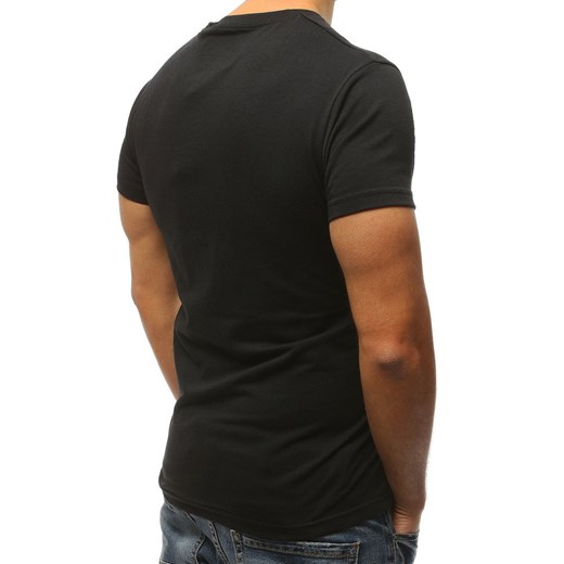 T-shirt męski czarny Dstreet z poliestru jesienny z krótkimi rękawami 