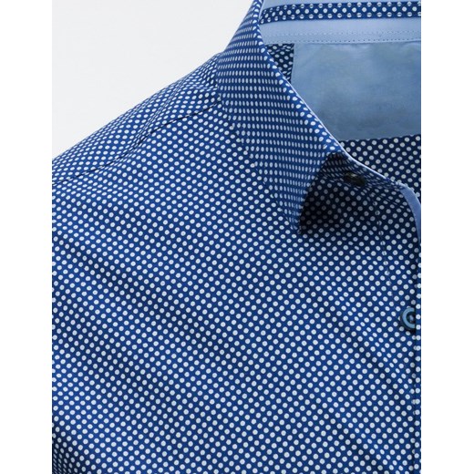 Koszula męska elegancka we wzory niebieska DX1508