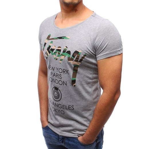 T-shirt męski z nadrukiem szary (rx2190)