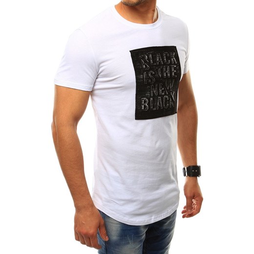 T-shirt męski z naszywką biały RX2412