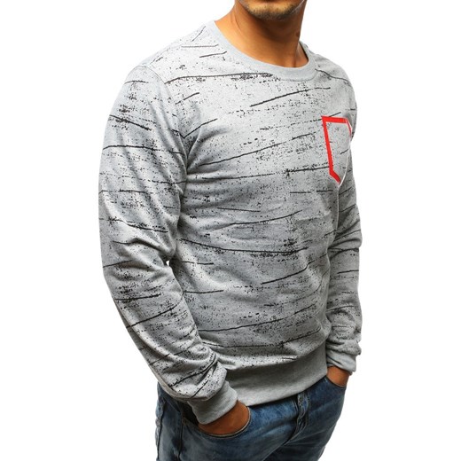 Bluza męska z nadrukiem szara (bx3550)