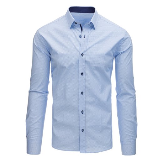 Koszula męska elegancka we wzory błękitna (dx1519)