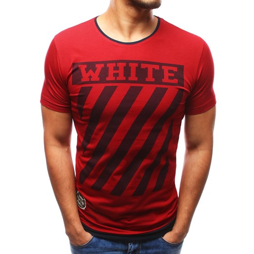 T-shirt męski z nadrukiem bordowy (rx2165)