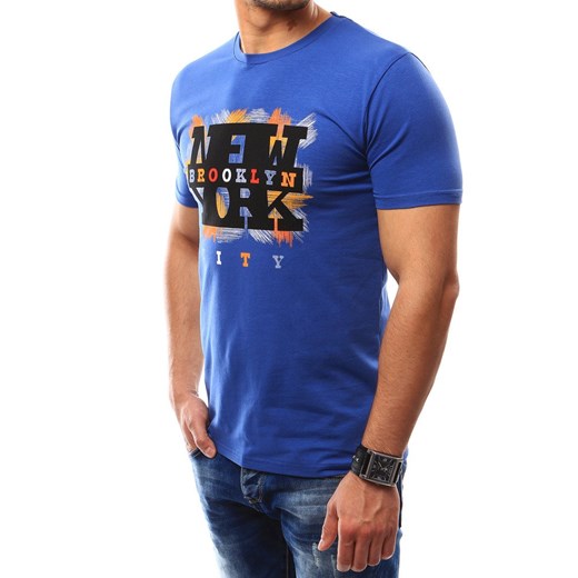 T-shirt męski z nadrukiem niebieski (rx2320)