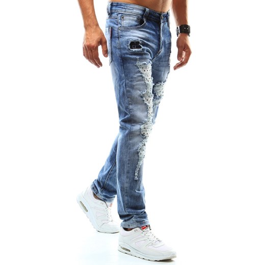 Spodnie jeansowe męskie niebieskie (ux0941)