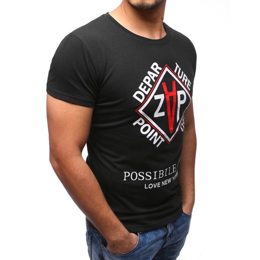T-shirt męski z nadrukiem czarny (rx2783)