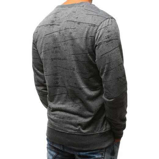 Bluza męska z nadrukiem antracytowa (bx3551)