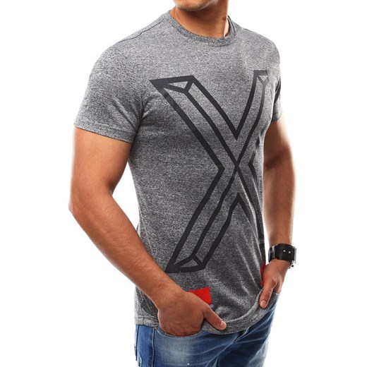 T-shirt męski z nadrukiem antracytowy RX2559