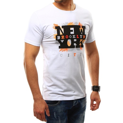 T-shirt męski z nadrukiem biały (rx2321)