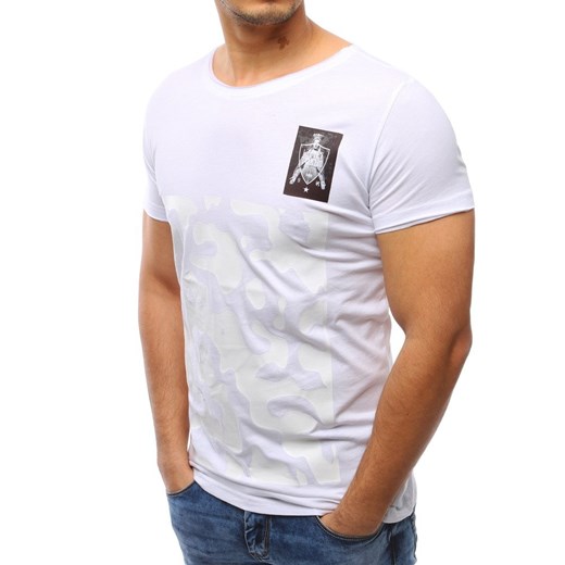 T-shirt męski z nadrukiem biały (rx1923)