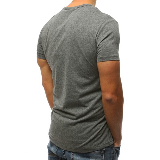 Dstreet t-shirt męski szary w nadruki z krótkimi rękawami 