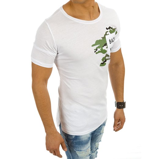 T-shirt męski z nadrukiem biały (rx2026)