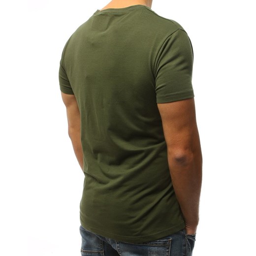 T-shirt męski zielony Dstreet młodzieżowy z poliestru z krótkim rękawem 