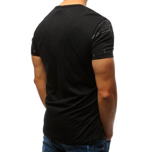 T-shirt męski Dstreet z krótkim rękawem czarny bawełniany w stylu młodzieżowym w nadruki 