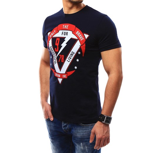 T-shirt męski z nadrukiem granatowy (rx2304)