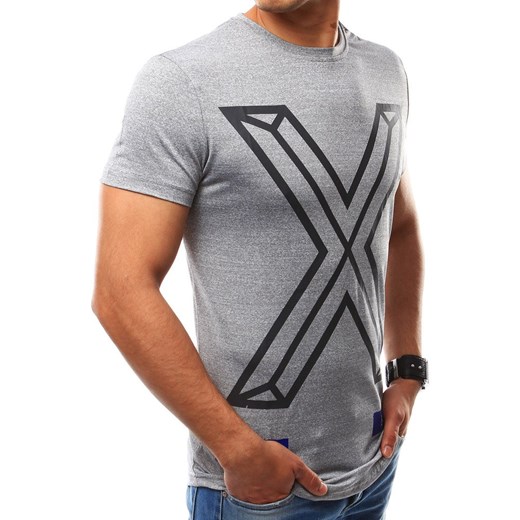 Szary męski T-shirt z nadrukiem RX2561