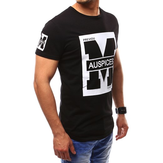 T-shirt męski z nadrukiem czarny (rx2435)