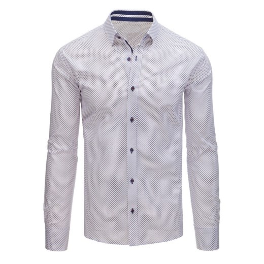 Koszula męska elegancka we wzory biała (dx1513)