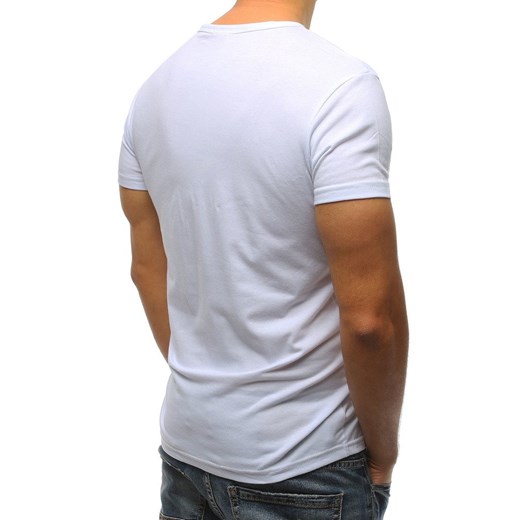 Dstreet t-shirt męski biały z krótkimi rękawami z poliestru 