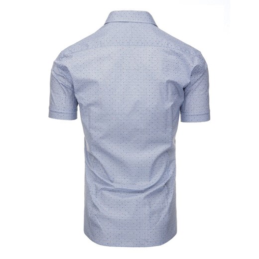 Koszula męska elegancka we wzory z krótkim rękawem biała (kx0787)