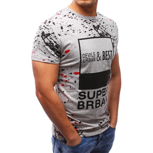 T-shirt męski z nadrukiem szary (rx2680)