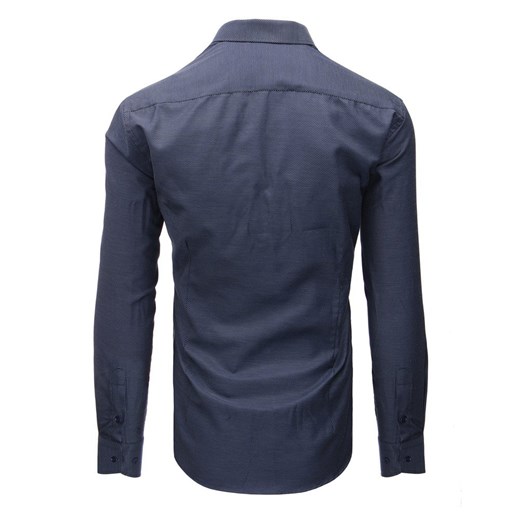 Granatowa koszula męska we wzory z długim rękawem (dx1460)