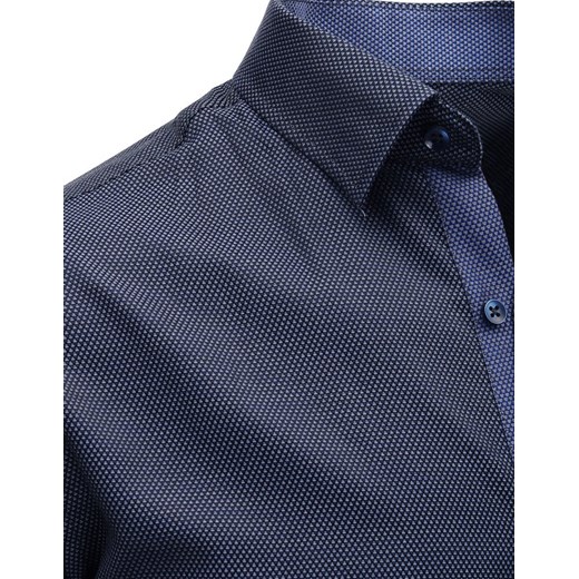 Granatowa koszula męska we wzory z długim rękawem (dx1460)