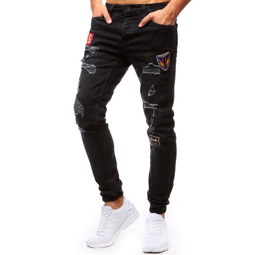 Spodnie joggery jeansowe męskie czarne (ux1267)