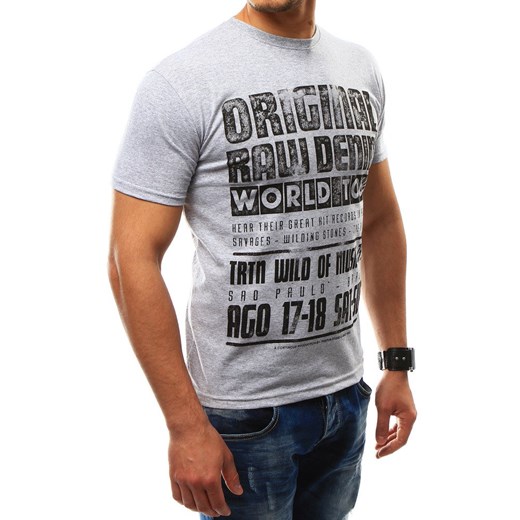 T-shirt męski z nadrukiem szary (rx2256)