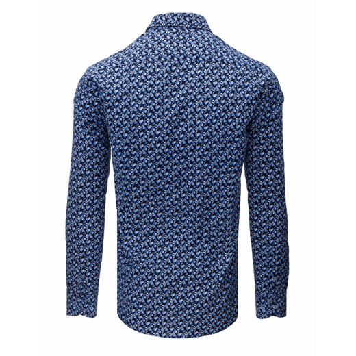 Koszula męska Dstreet niebieska w abstrakcyjnym wzorze 
