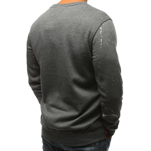 Bluza męska z nadrukiem antracytowa (bx3615)