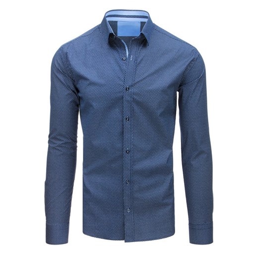 Koszula męska elegancka we wzory niebieska (dx1506)