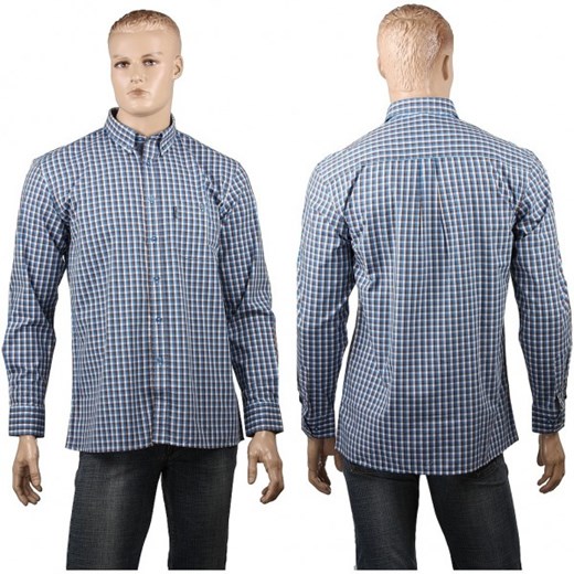 Koszula bawełniana w niebieskiej tonacji, w kratkę Aldo Vrandi  Aldo Vrandi 3XL mensklep